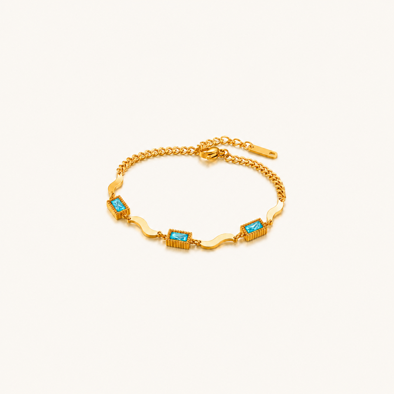 Gold Turquoise Baguette Chain Bracelet
