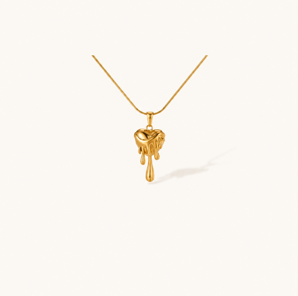 Gold Melting Heart Necklace