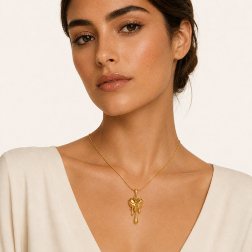Gold Melting Heart Necklace
