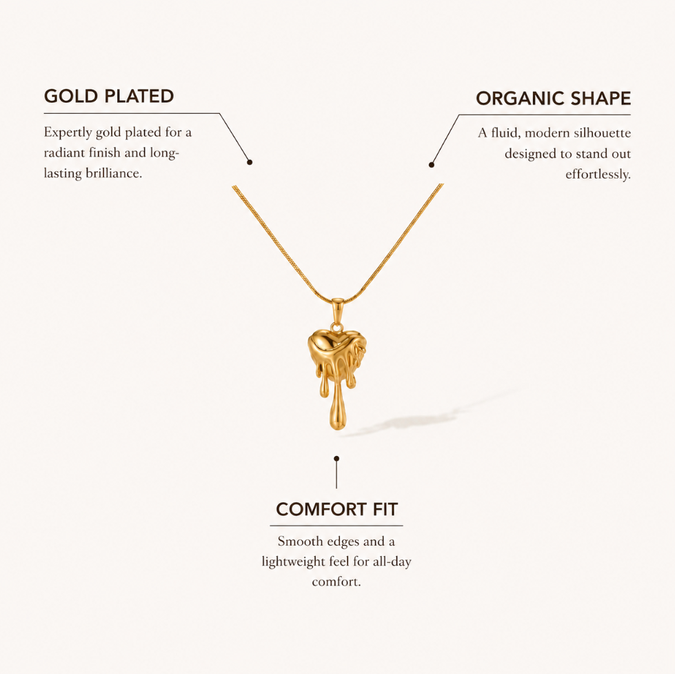 Gold Melting Heart Necklace